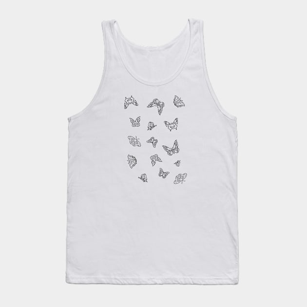 Butterflies Pattern | Butterfly | Black and White Tank Top by Incubuss Fashion